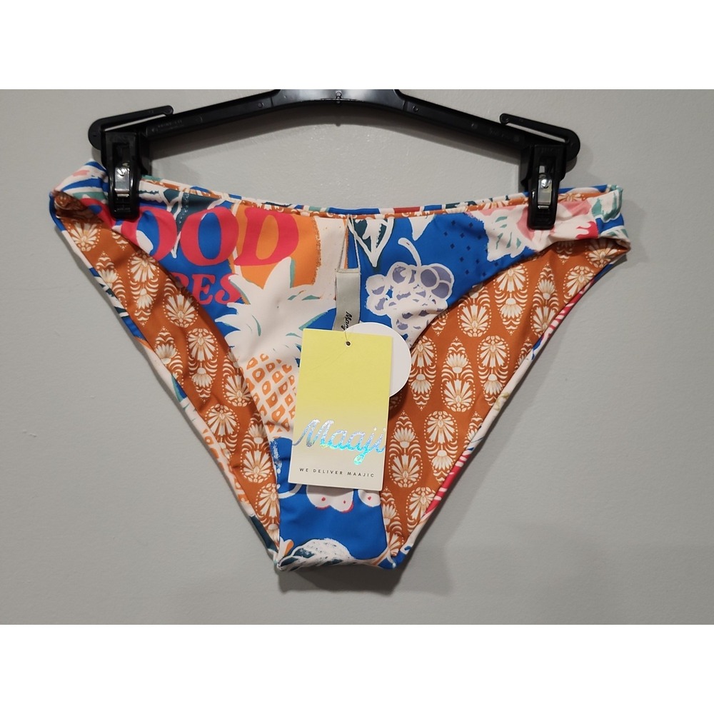 Maaji NWT Reversible Swim Bikini Bottom Womens M Multicolor Floral Swimwear New